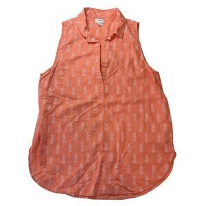 J Crew Sleeveless Linen Cotton Popover Tunic Sleeveless Top Size Womens Medium